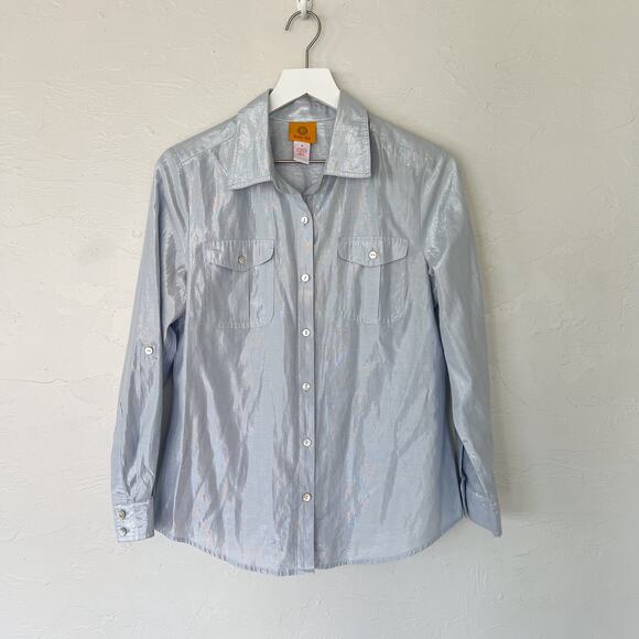 Ruby Rd. Silver Metallic Button Down Top size 8 - Picture 6 of 6